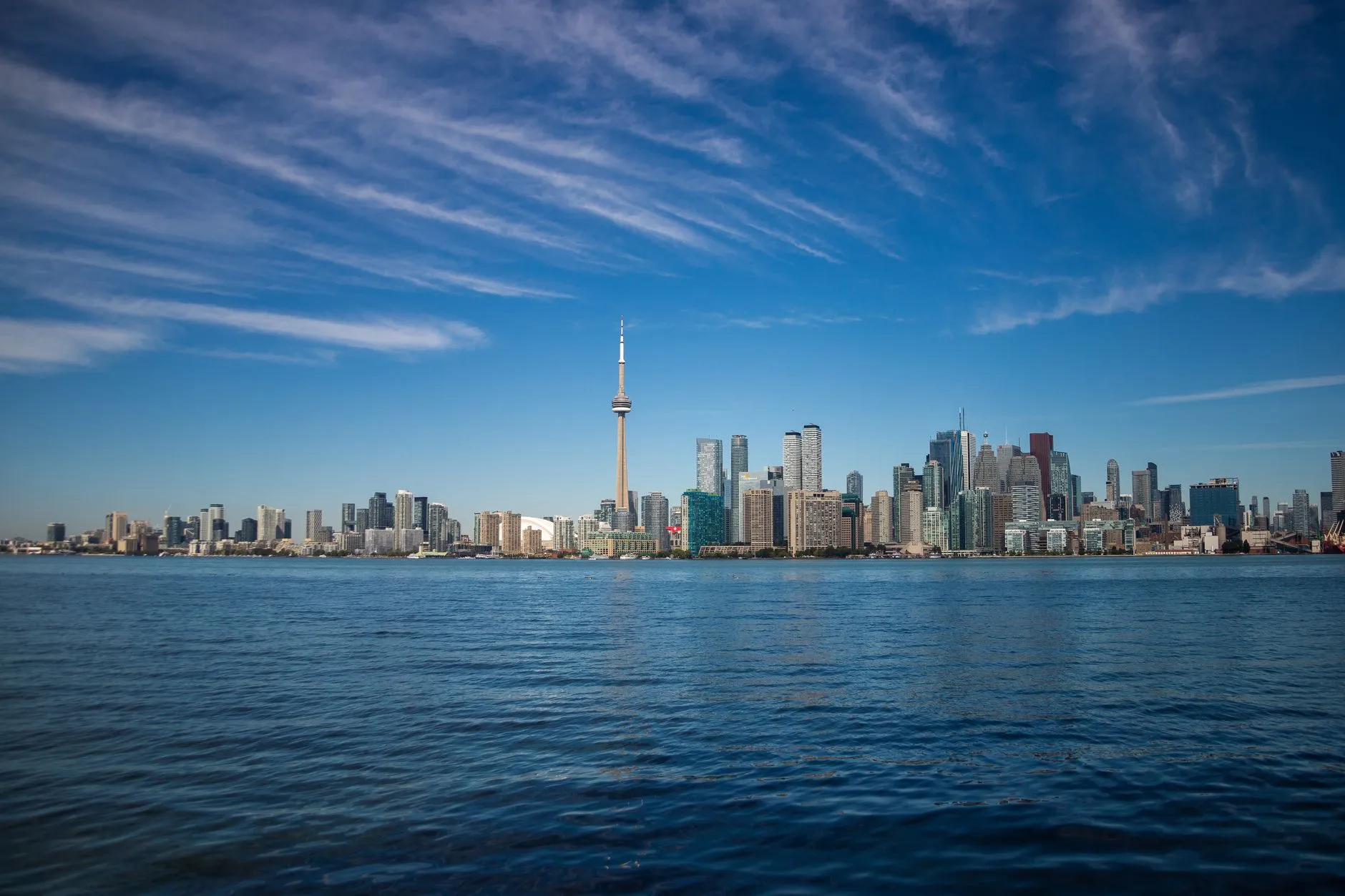 The Toronto skyline across Lake Ontario