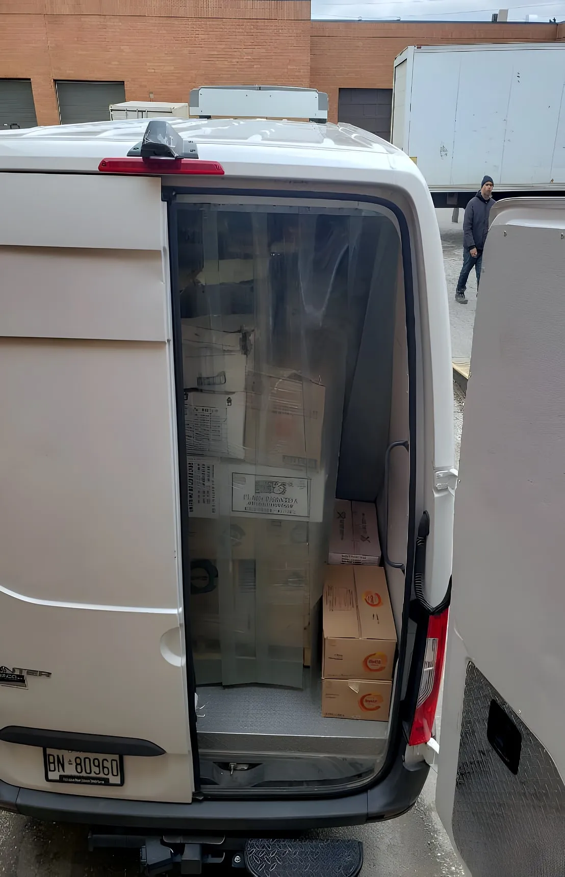A van loaded with cases